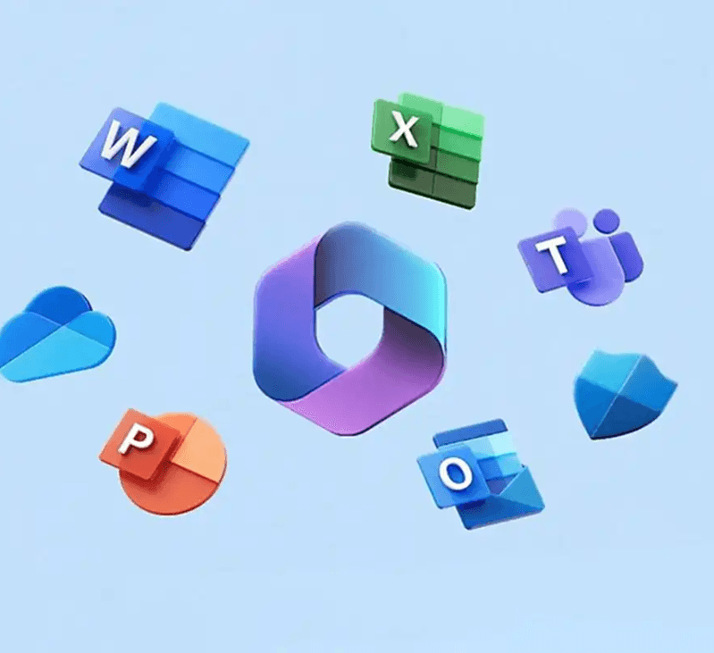 Floating Microsoft & Office app icons
