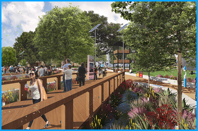 People in a smart recreational park