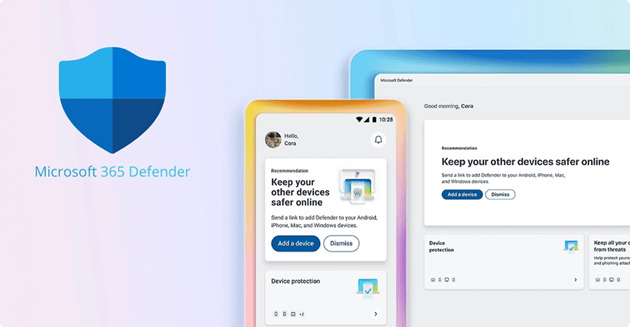 Microsoft Defender—devices and dashboard